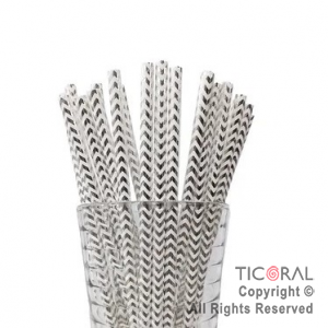 SORBETE POLIPAPEL METALIZADO IMPRESO ZIG ZAG BLANCO Y PLATA X 25